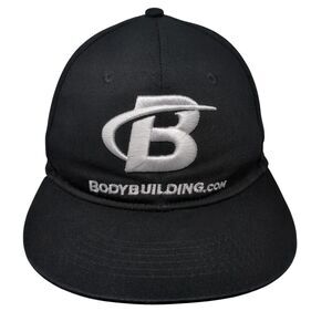 Bodybuilding.com Snapback Hat Black OSFA Solid Adjustable Embroidered
